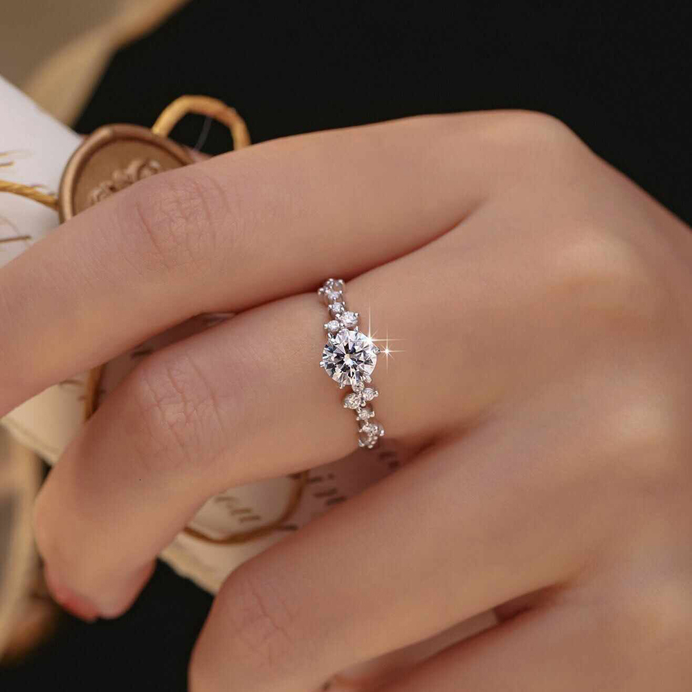 FEOBUR 1CT Moissanite Diamond Engagement Ring with Certificate Promise Rings 925 Sterling Silver Wedding Band for Women Jewelry