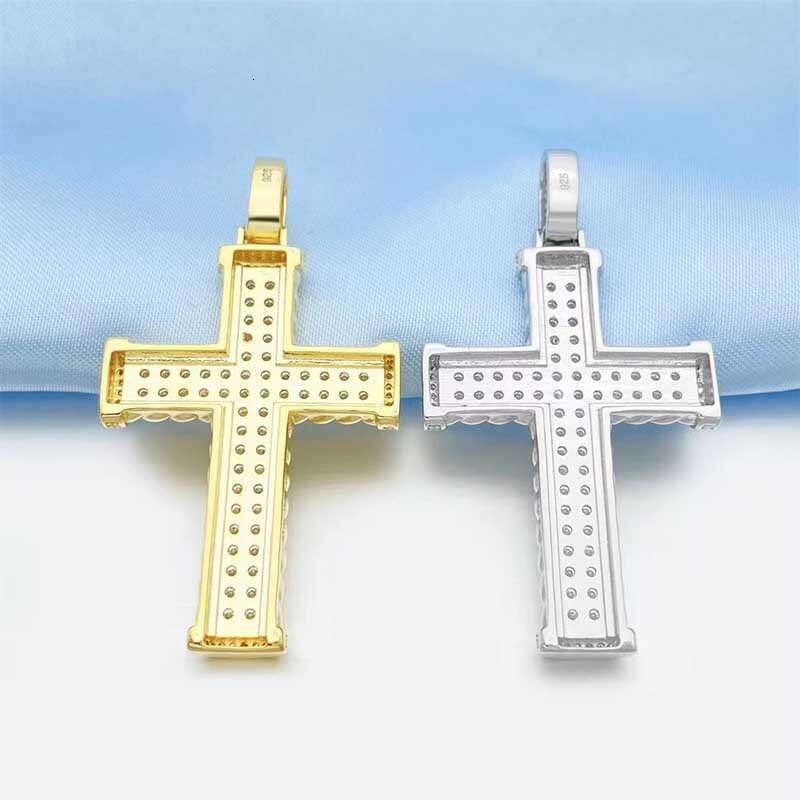 Hiphop 925 Silver Real D Color VVS1 Moissanite Cross Pendant for Men Miami Iced Out Moissanite Diamond Pendant Pass Tester
