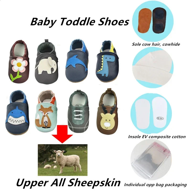 Toddle Baby Shoes born Infant Shoe Boys Girls Soft Genuine First Walkers Baby Moccasins 0-24Months Cowhide Bottom Skid-Proof 250319