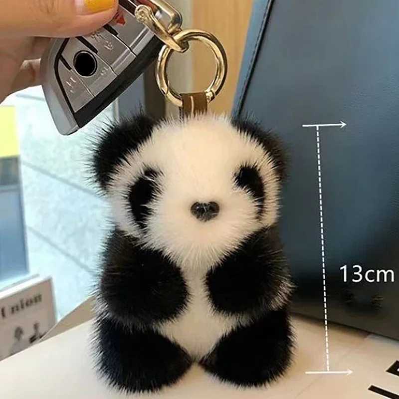 Little Panda Plush Doll Womens Bag Decoration Cute Imitation Mink Panda Car Keychain Cute Bear Car Keychain Fashion Girl GiftXJ250319
