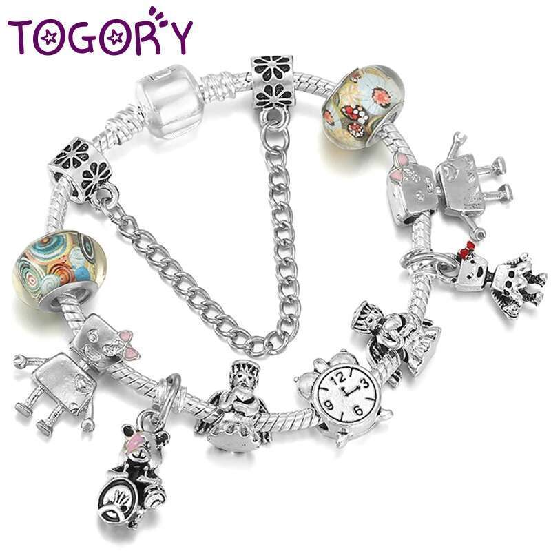 Authentic Silver Plated Little Bella Dangles Bangle & Bracelet for Women sterling Silver Color Angel Beads Bracelet Jewelry Gift