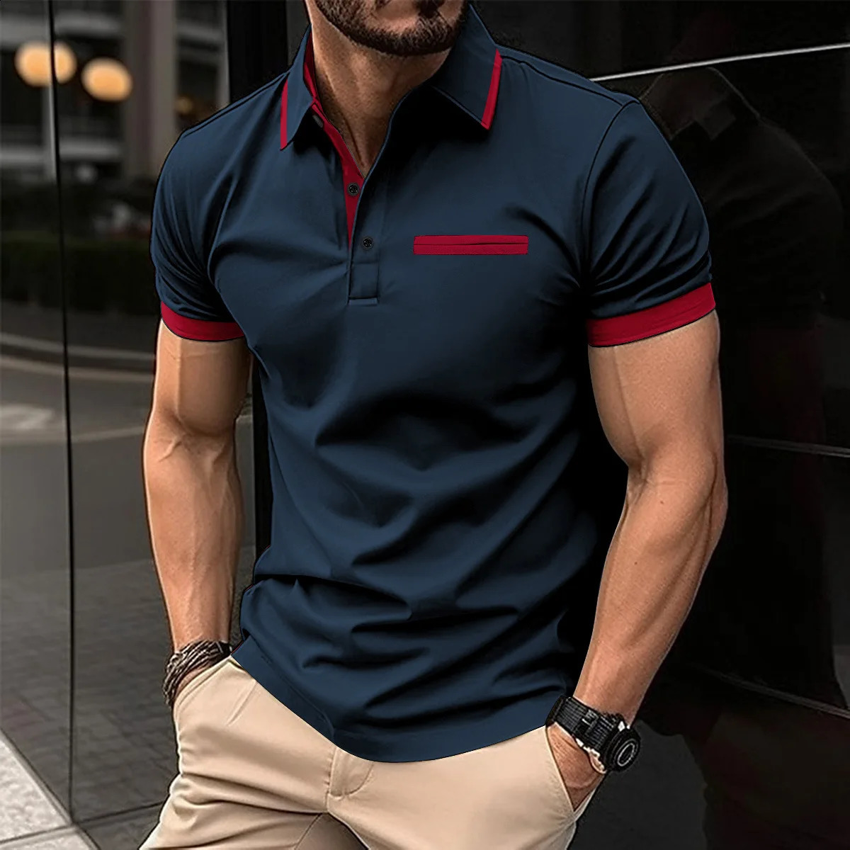 Solid Coloured Printed Polo Mens Clothing Simple 3D Print T-shirts for Men Breathable Mens Short Sleeve Polo Casual Loose Tops 250319