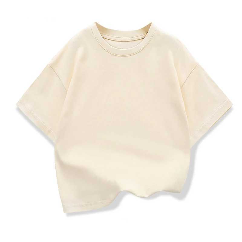Kids Dropped Shoulder Short-sleeved T-shirt Summer New Pure Cotton Round Neck Loose Bottoming Shirt Student Sportswear 2-10YT250319