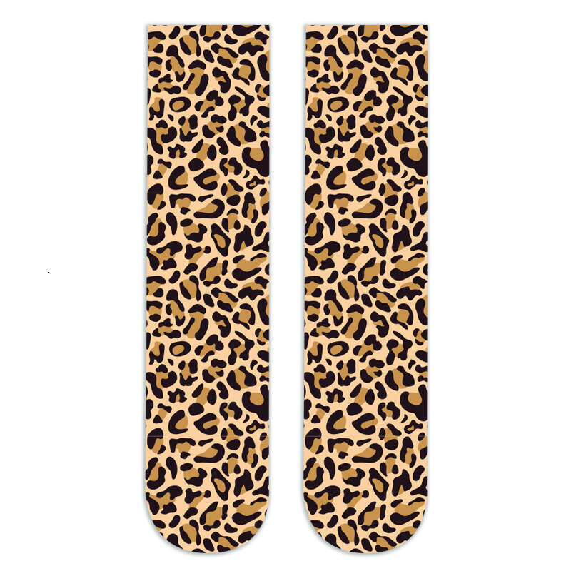 New Calf Printed Stockings, Mid Length Socks, Fashionable And Versatile Leopard Snake Print Socks