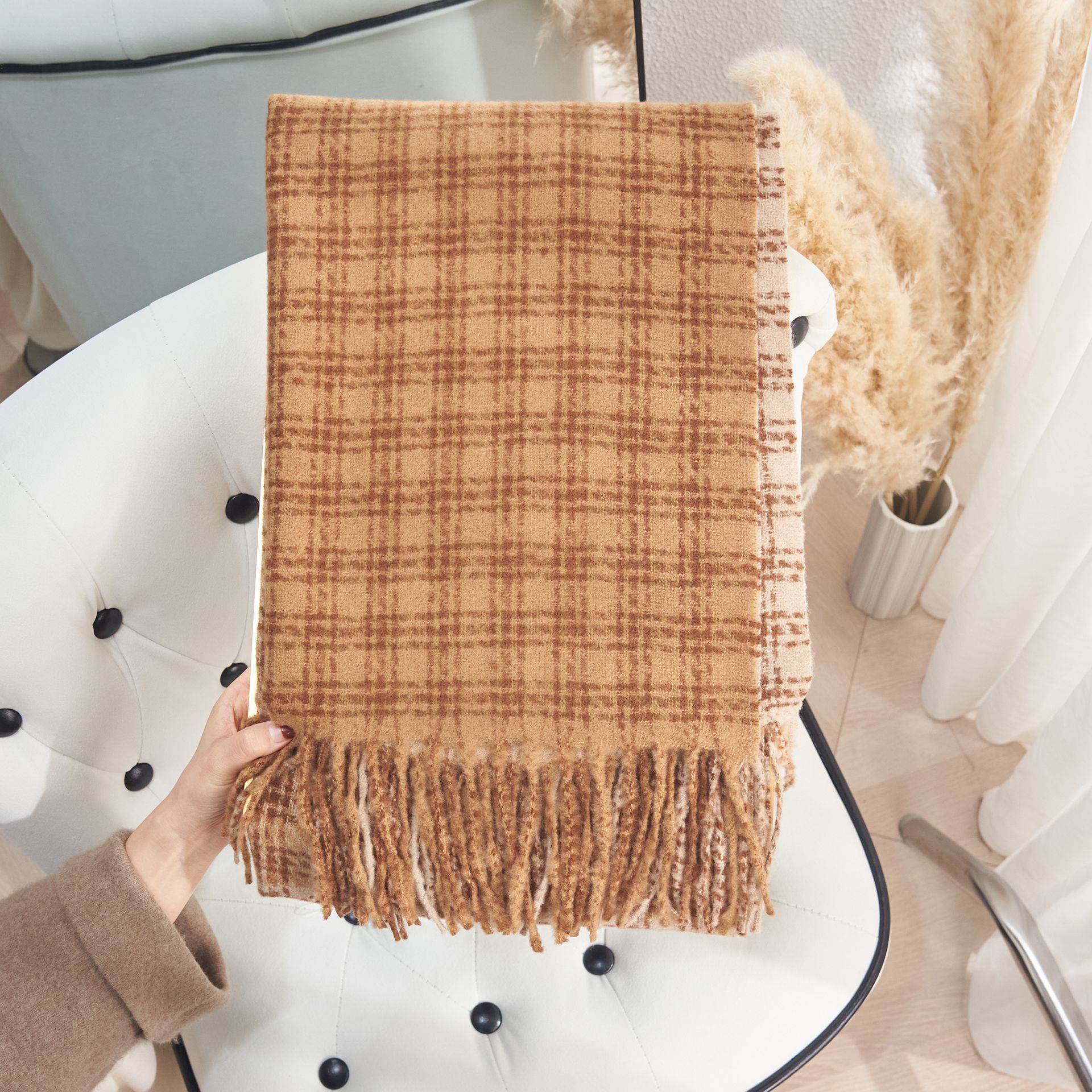 K178 Autumn and winter high-end Internet celebrity double-sided color matching well-shaped scarf Korean street atmosphere imitation cashmere warm scar