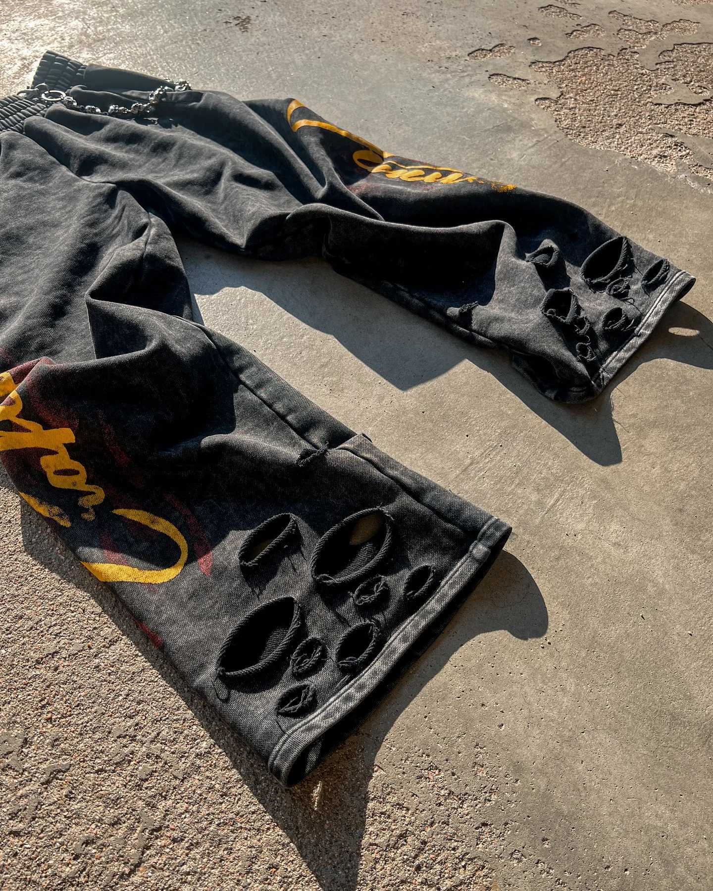 High Street Hip Hop New Black Denim Pants Y2k Goth Harajuku Men Clothing Ripped Baggy Jeans Casual Wide Leg Trousers StreetwearT250319