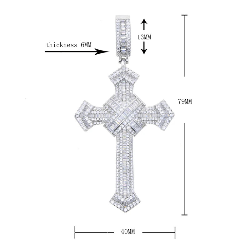 2025 Cross Pendant for Men Women Full Iced Out Cubic Zircon Hip Hop Necklace Link Chain Fashion Rock Jewelry 250318