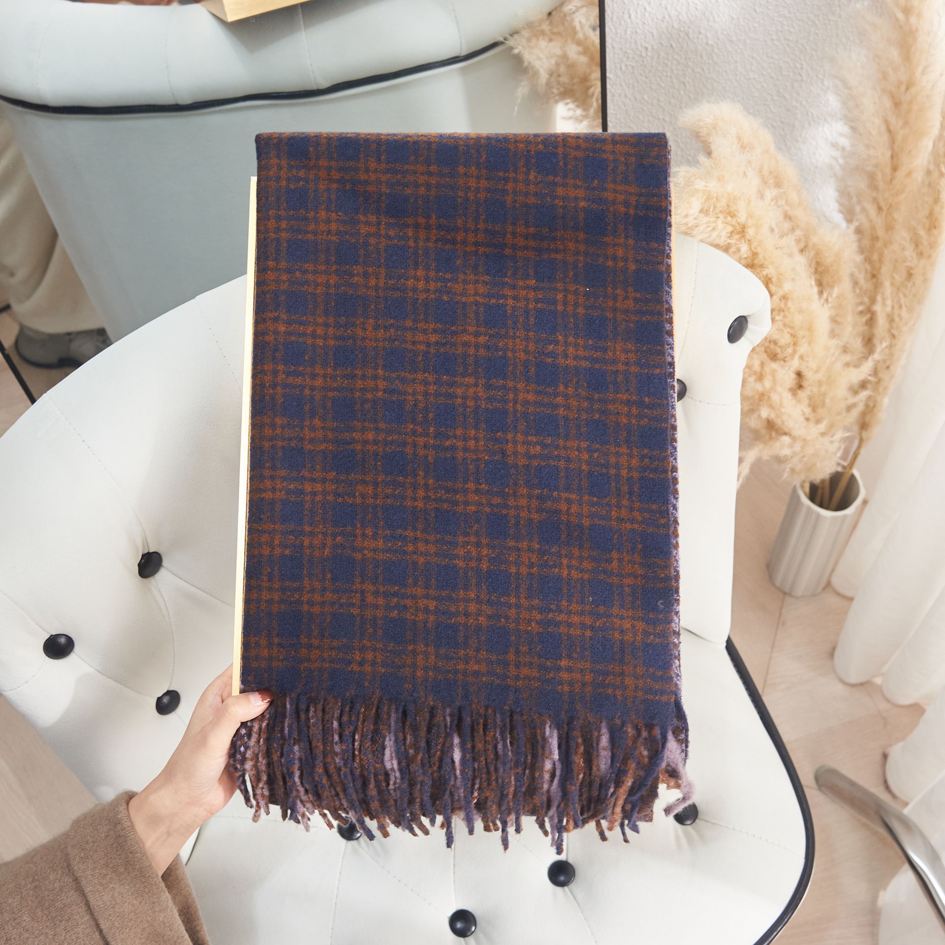 K178 Autumn and winter high-end Internet celebrity double-sided color matching well-shaped scarf Korean street atmosphere imitation cashmere warm scar