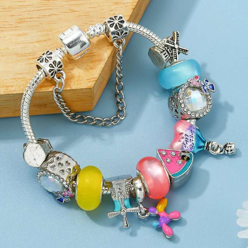 Romantic Travel Seriess Charm Bracelet Windmill Watermelon Beads Bracelet For Women Jewelry Gift Wholesale Dropshipping