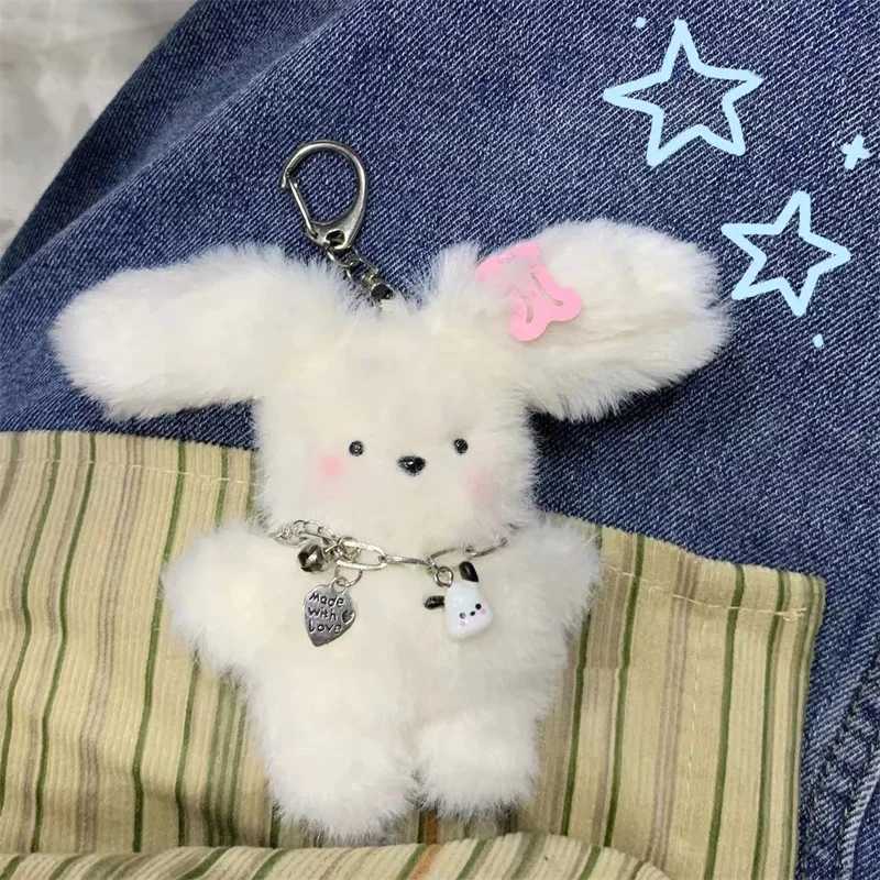 Flight Rabbit puppy keychain with necklace and hair cute plush doll bag charming girl heart set keychainXJ250319
