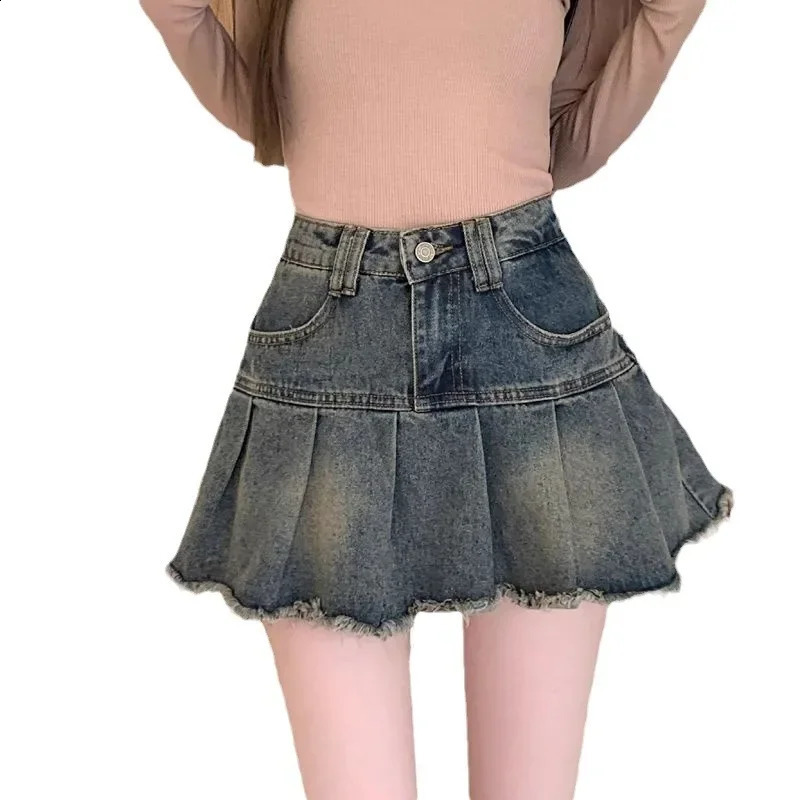 Retro Edge Weight Loss High Waist Denim Tight Womens Mini Dress Summer Full s 250317