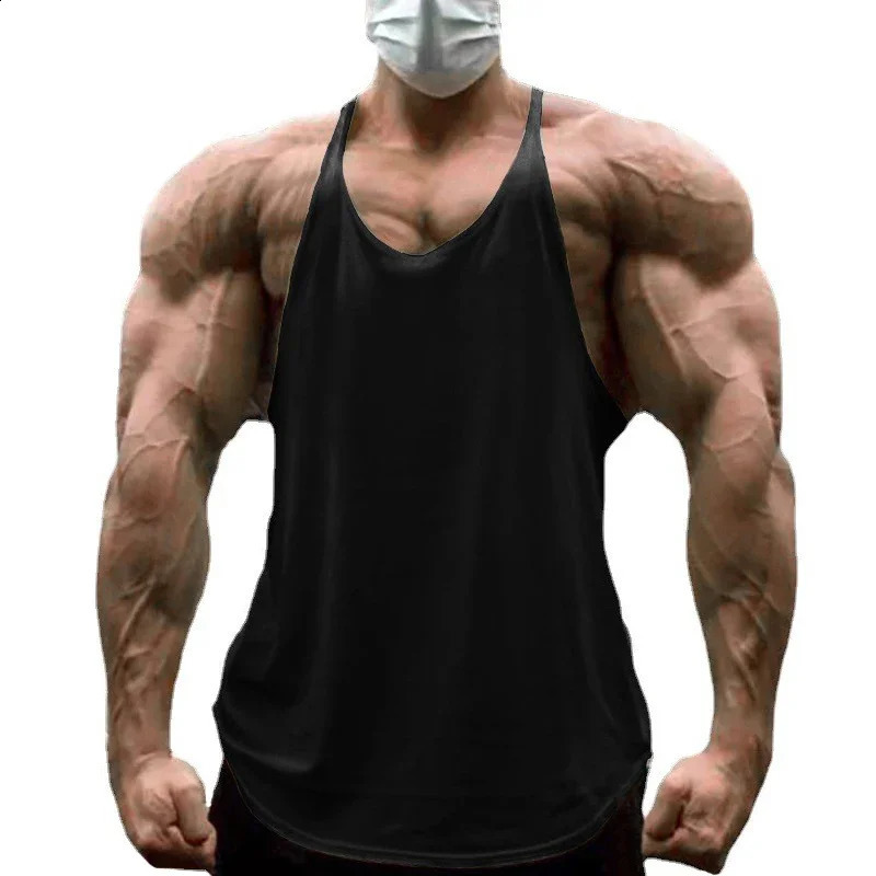 Fitness vest muscular men gym clothing fitness camisole mens cotton sleeveless sweatshirt 250319