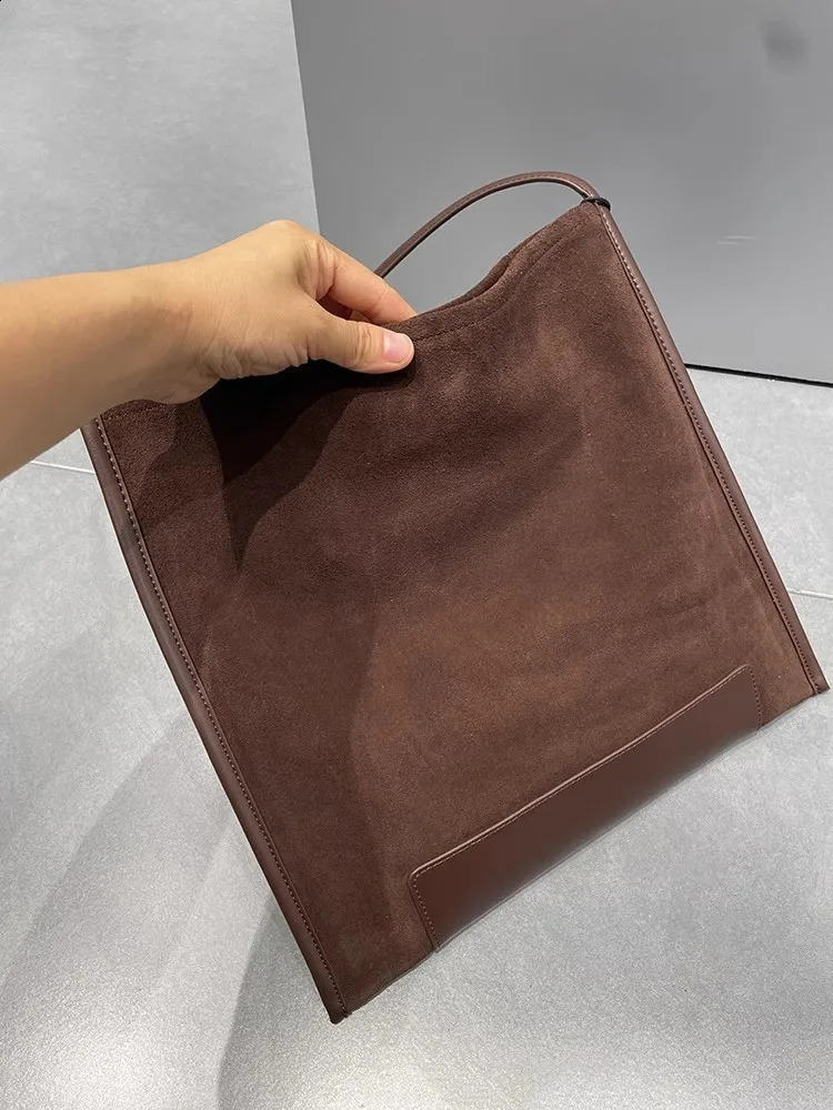 Retro casual handbag womens leather bag soft suede denim shoulder large capacity tote 250317
