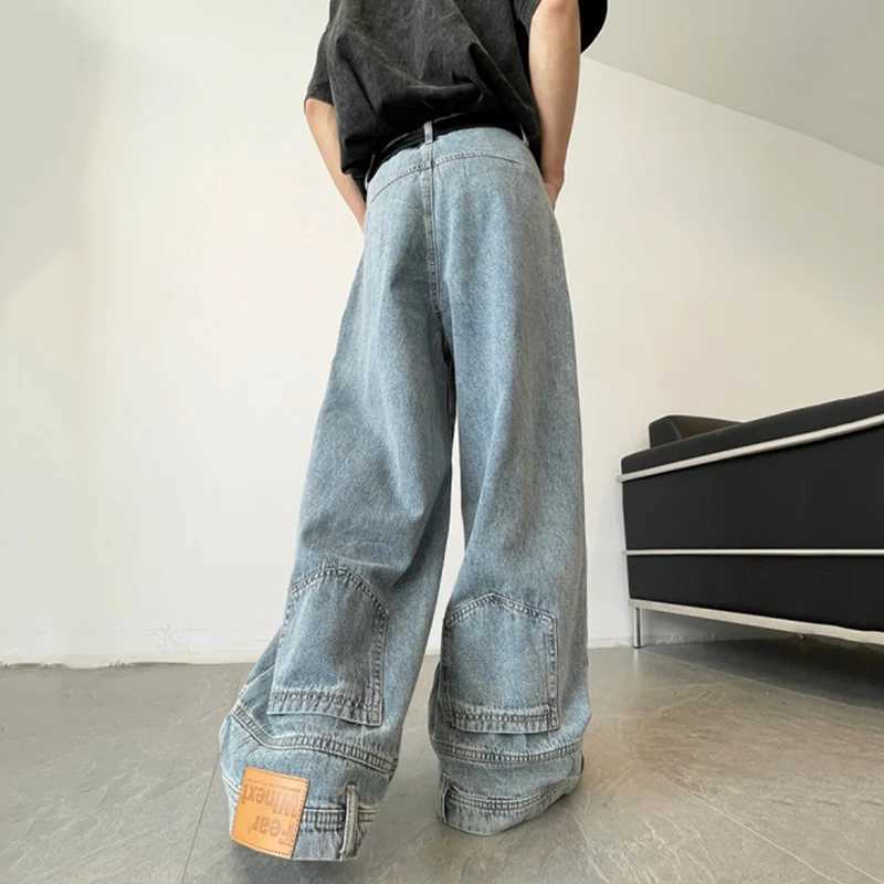Fashion Men Designer Wide Leg Jeans Male Chic Daily Party Casual Denim Pants Baggy Straight Aesthetic Streetwear Denim TrousersT250319