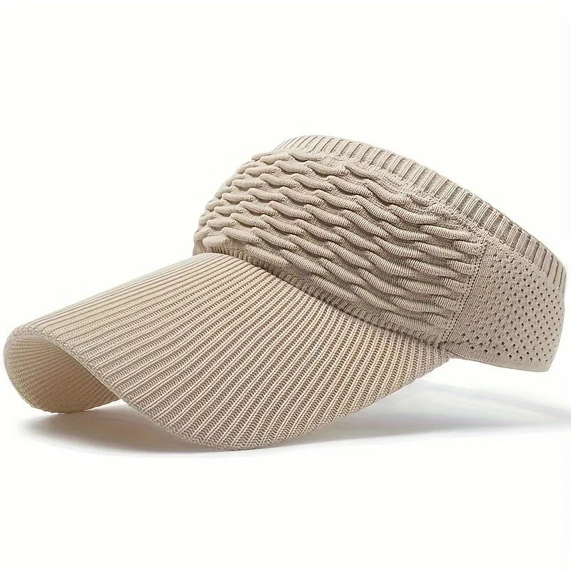1pc Summer Breathable Sun HatCasual Elastic Knitted CapWomens Long Brim Sunshade Empty Top Hat for Outdoor Sports beach hat 250320
