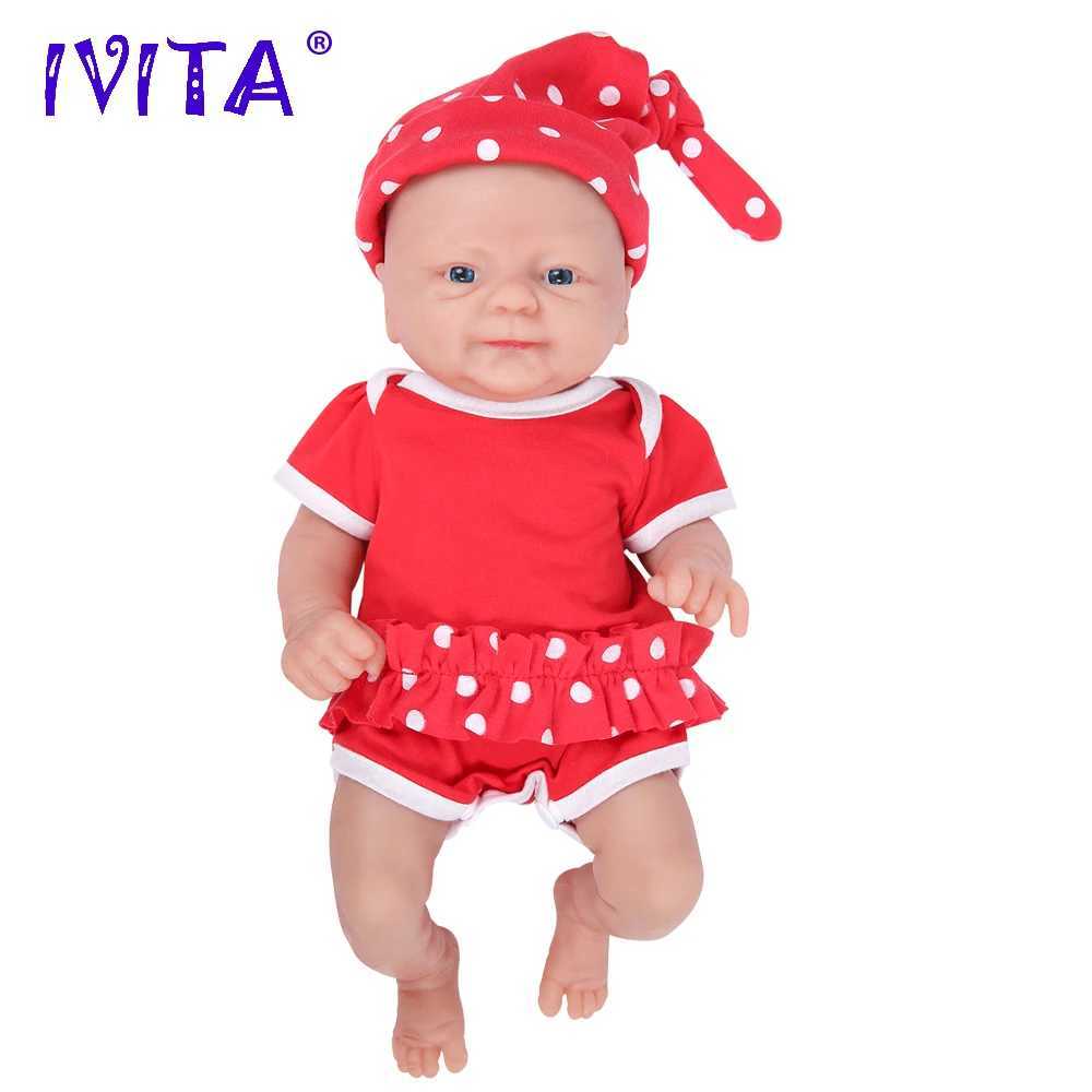 IVITA WG1512 36cm 1.65kg All Silicone Baby Rebirth Doll Realistic Girl Baby Toy with 3 Colors of Eyes W250320