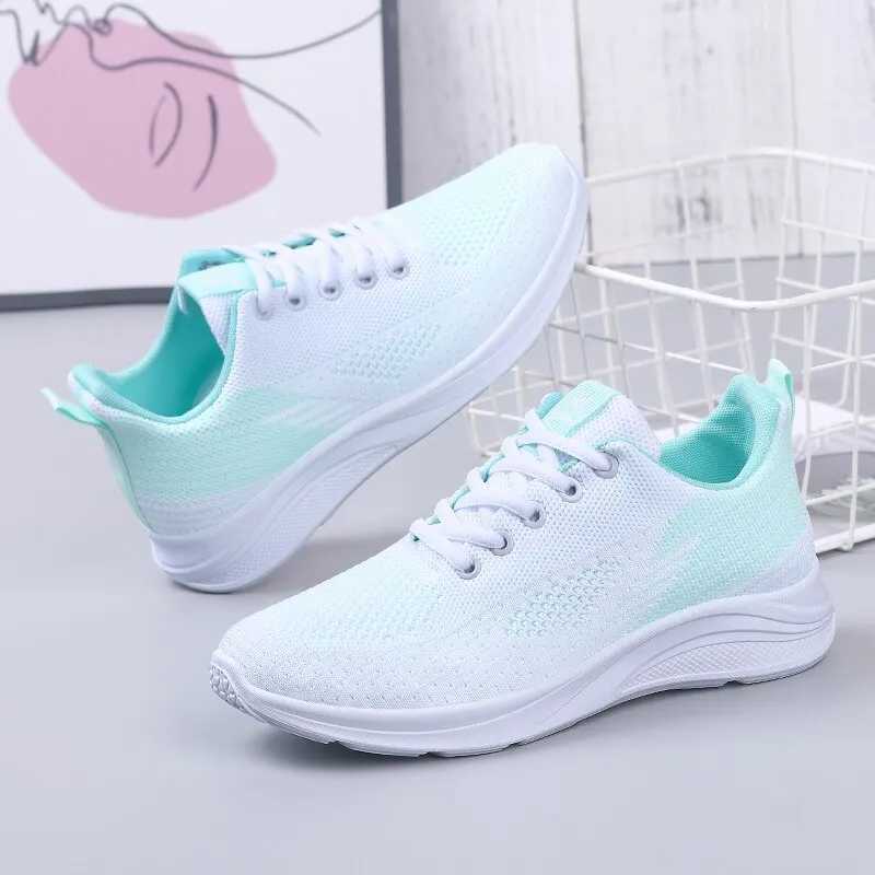 Spring New Womens Flying Weave Mesh Sport Casual Lightweight Soft Sole Running ShoesW250320