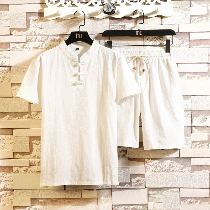 Customizable Mens Short Sleeve T-shirtShorts 2PC Set Solid ShirtShorts Home Suits 250314