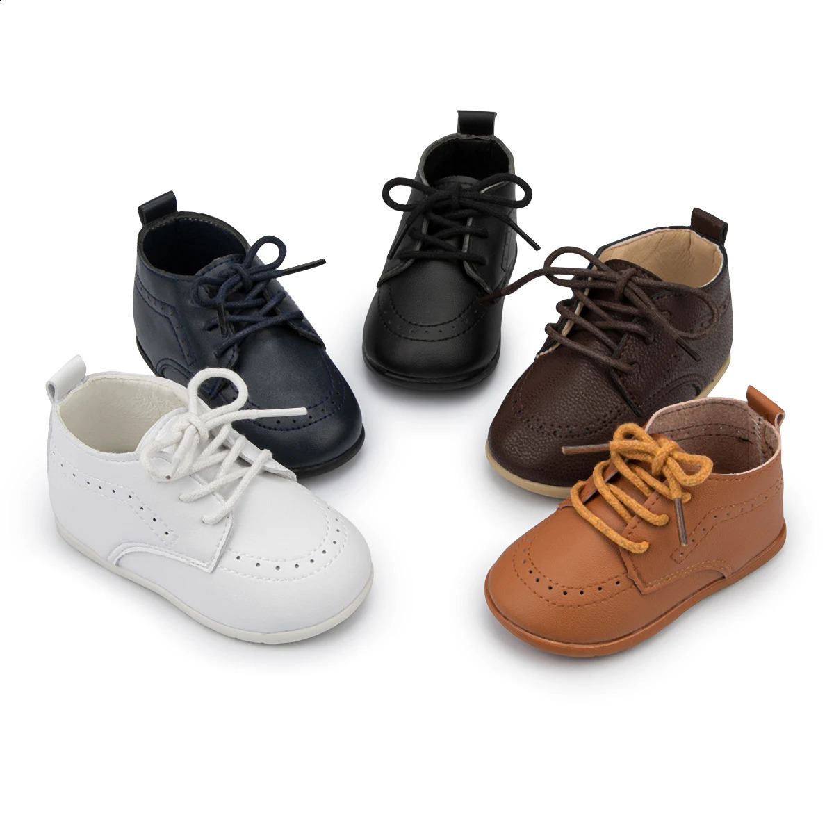 KIDSUN Arrival Infant Baby Shoes Baptism Shoes PU Leather Toddler First Walkers Rubber Soft Sole Anti-slip Moccasins 250319