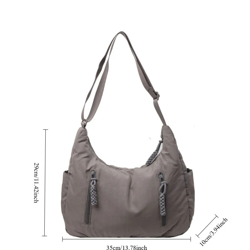 Summer Women Solid Color Shoulder Bag Fashion Lightweight Versatile Travel Crossbody Bag Nylon Large Capacity Hobo Bag 250314