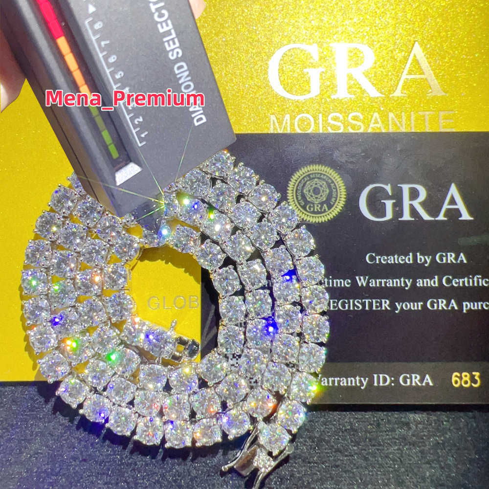 Fine jewelry 925 sterling silver vvs moissanite tennis necklace diamond mossanite tennis chain