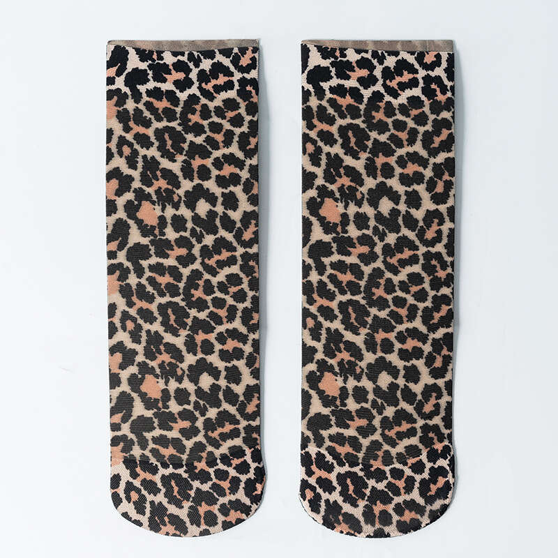 Printed Leopard Print Stockings, Short With Snake Print, Summer Single Shoes, High Elasticity, Breathable, Ultra-Thin Socks