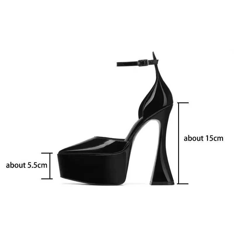 2023 Womens Spring and Summer Fashion Thick High Heel Thick Bottom Buckle Pointed Brand Walking Banquet Single ShoesC250319