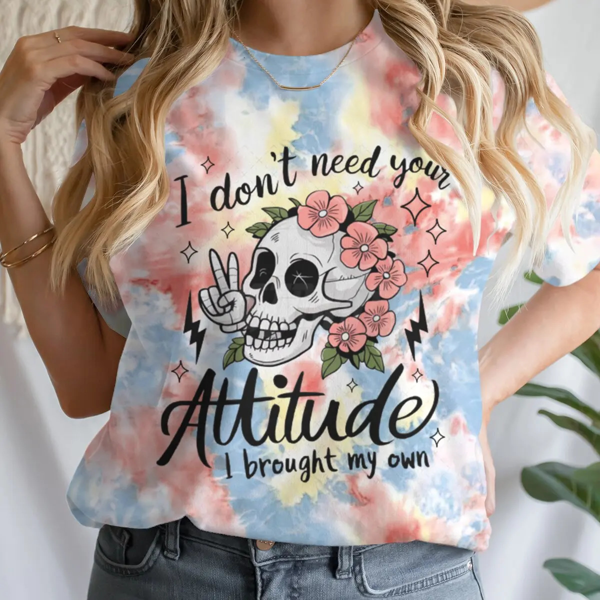 Sarcastic I Dont Need Your Attitude Aesthetic Women Clothes Short Sleeve Women Clothing Fashion Summer T-shirts Tops 250320