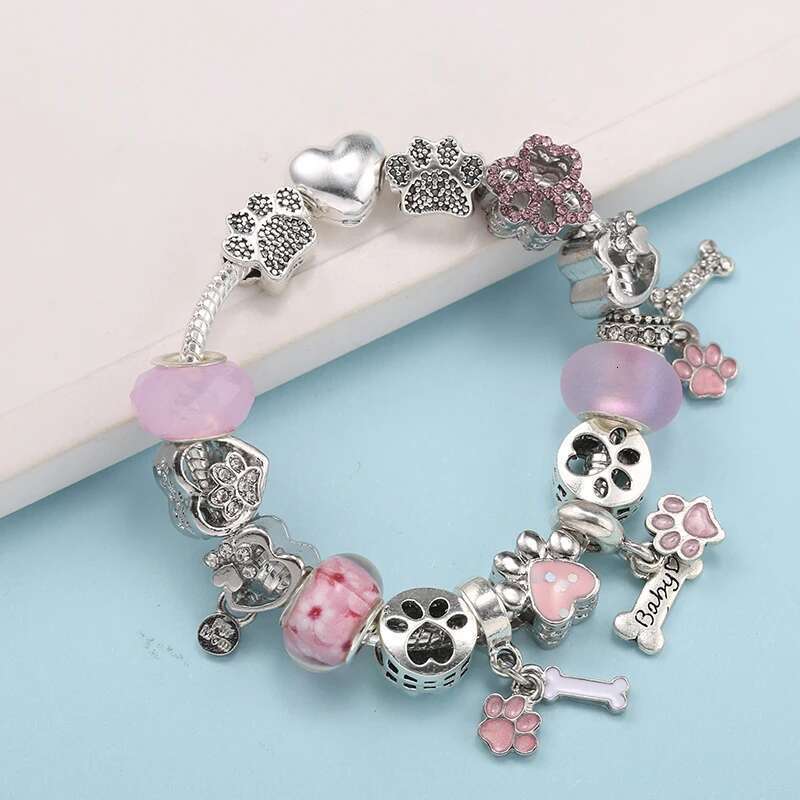 Hot Sale Hollow Foot Beads Charm Bracelets Fit DIY Brand Bracelets For Women Men Girlfriend Bijoux Pulseras Jewelry Gift