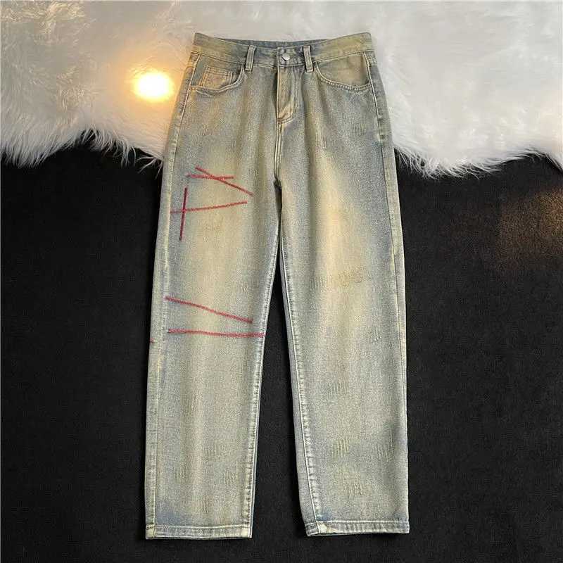 jeans for men in autumn winter loose straight-leg European American high street pants trendy brand washed wide-leg casualT250319