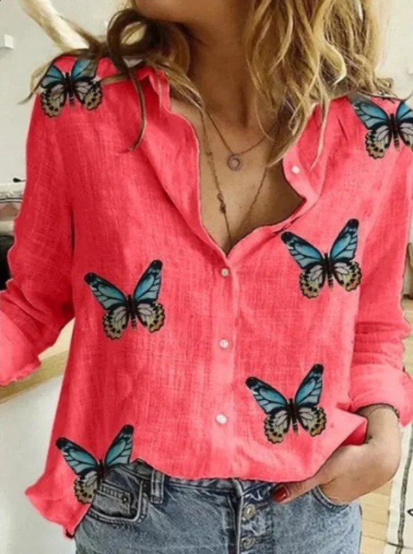 Streetwear Shirts for Women Vintage Cotton Linen Casual Tees Spring Autumn Y2k Tops Tshirt Women Clothing Fashion Clothes 250314
