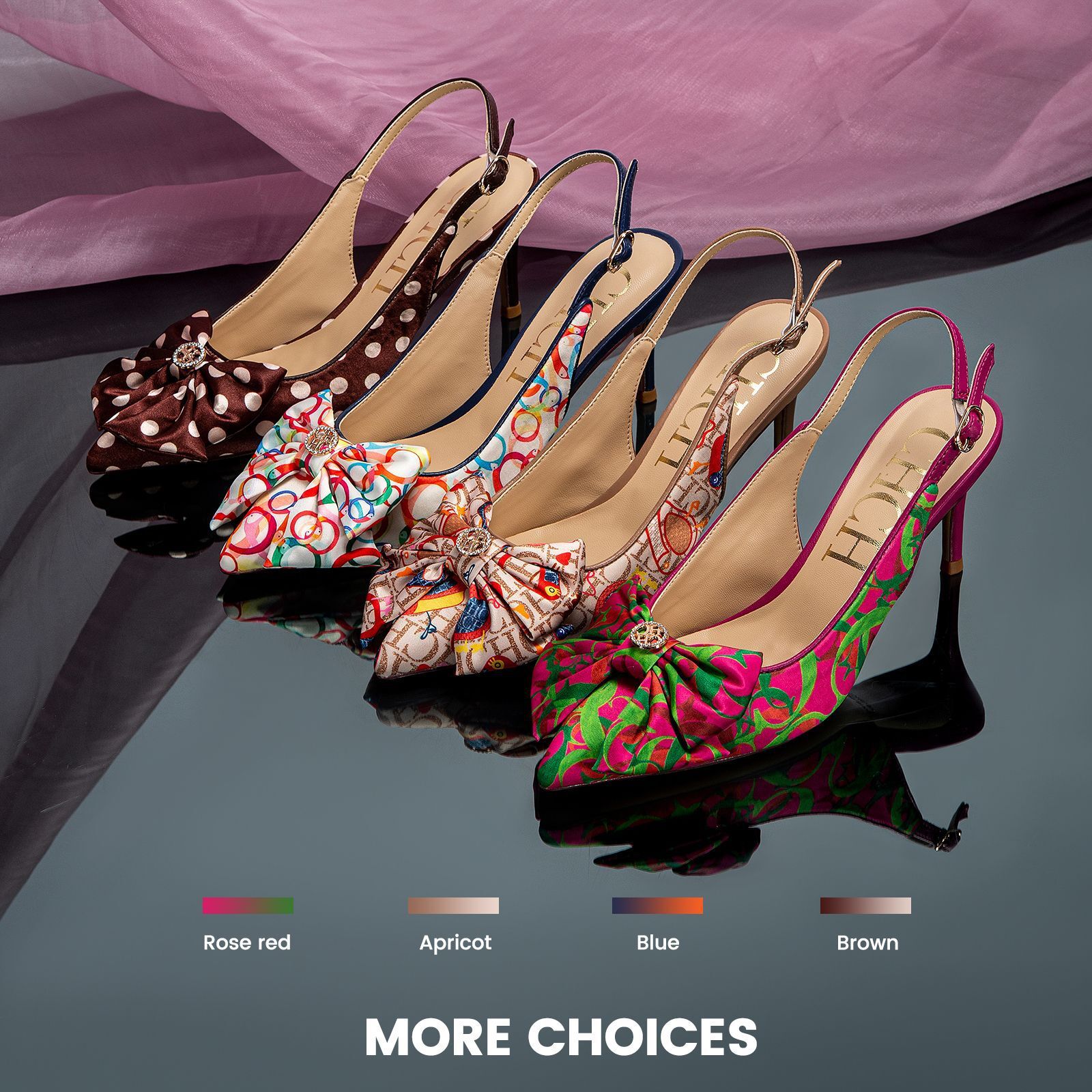 Designer CHCH Sexy Pointed High-Heeled Shallow Bow Flower Shaped Shoes, One Button Toe Closure Women's Single Sandals