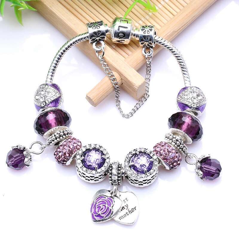 2024 Sweet Mother Pendant Crystal Beads Charm Bracelets Fits Brand Bracelets Bangles for Women Lover DIY Christmas Jewelry Gift