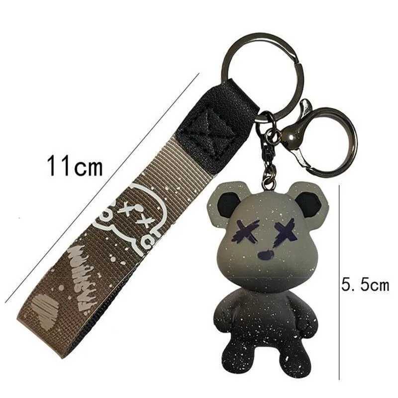 Cartoon Bear Keychain Chameleon Resin Keychain Ribbon Fashion Doll Bag Pendant Holiday Car Keyring Girl Jewelry GiftXJ250319