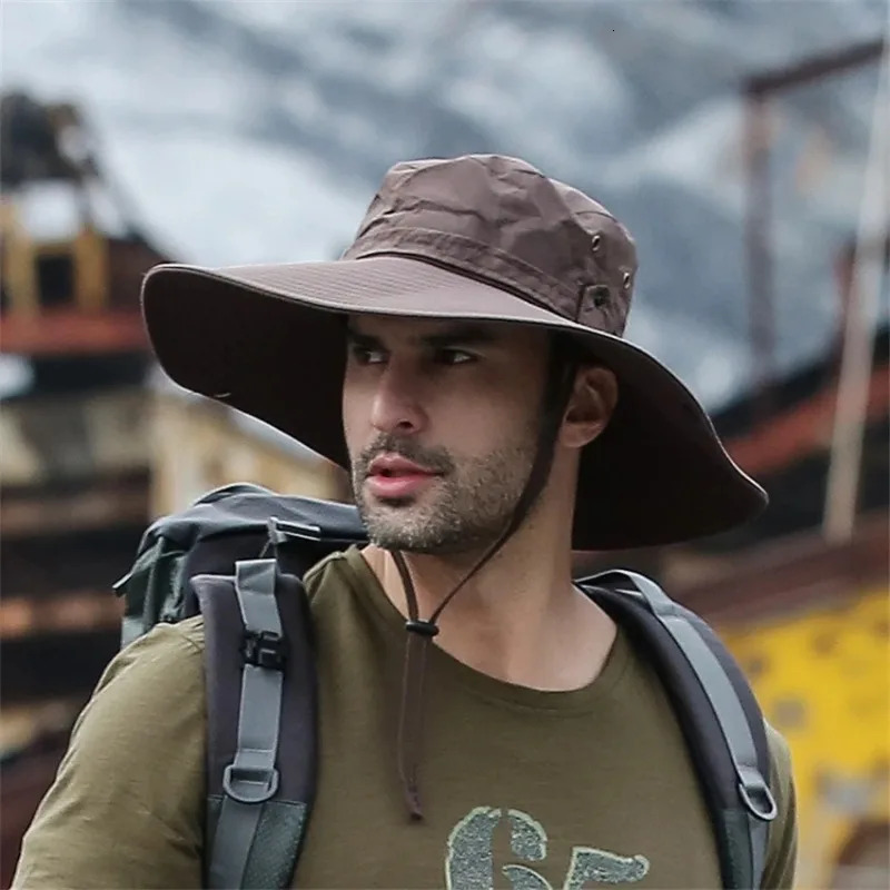 Fashion Summer Bucket Hat Cowboy Men Outdoor Fishing Hiking Beach Hats Mesh Breathable Anti UV Sun Cap Large Wide Brim 250320