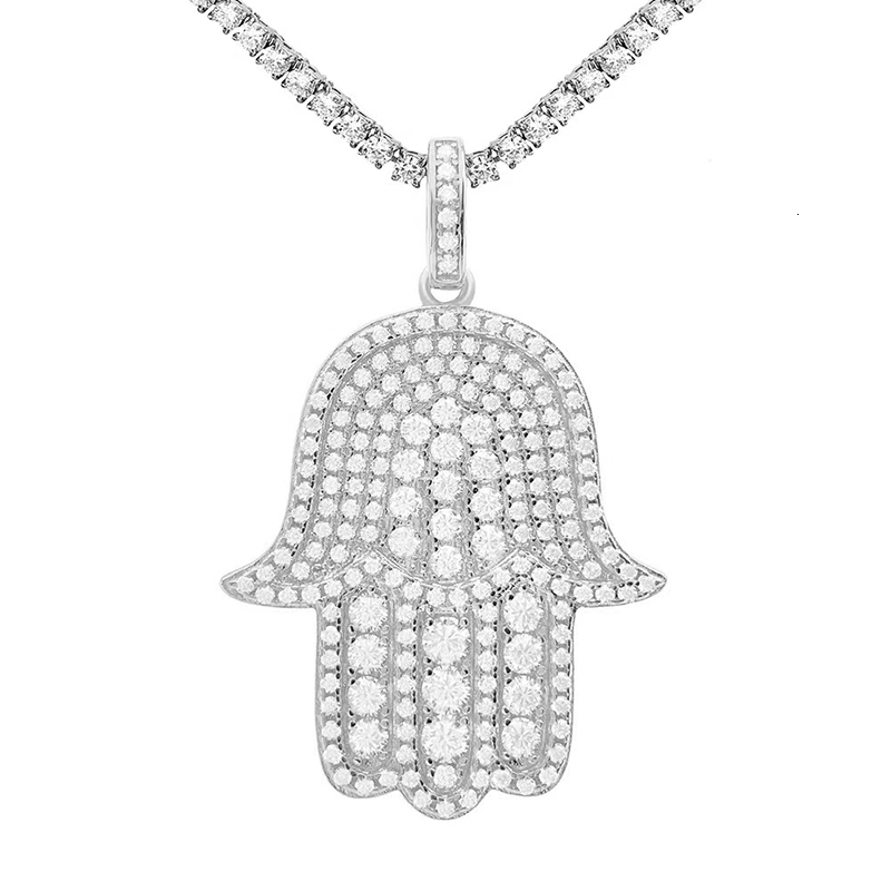 Hiphop Pave VVS Moissanite Palm Hand Gods Hamsa Pendant Fine Jewelry 100% 925 Sterling Silver Bling Iced Out Men Pendant Gift