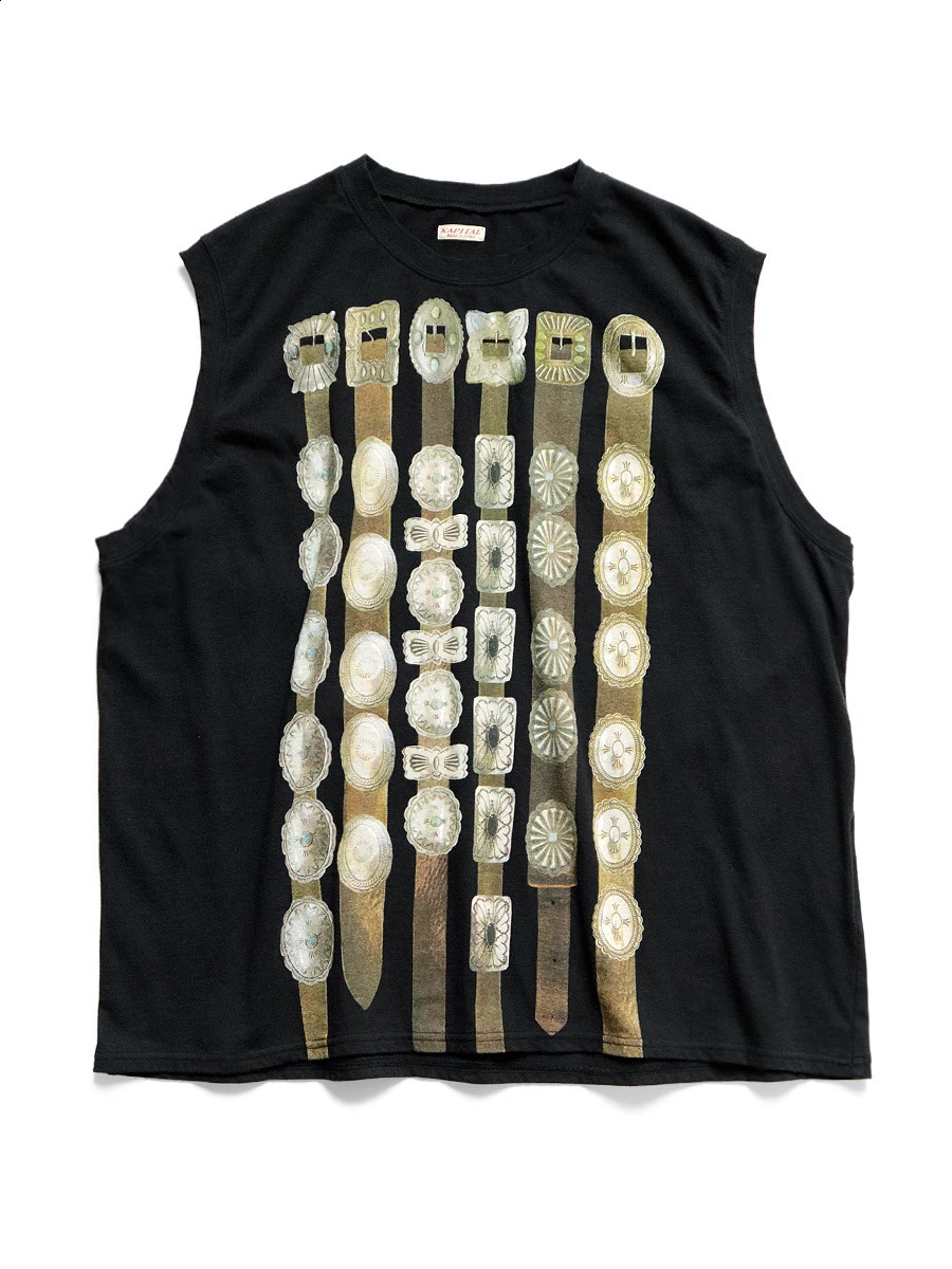 Harajuku Street Japanese Printed Sleeveless T-shirt Mens Summer Loose Vest Y2K Street Hip Hop Trendy Clothing 250318