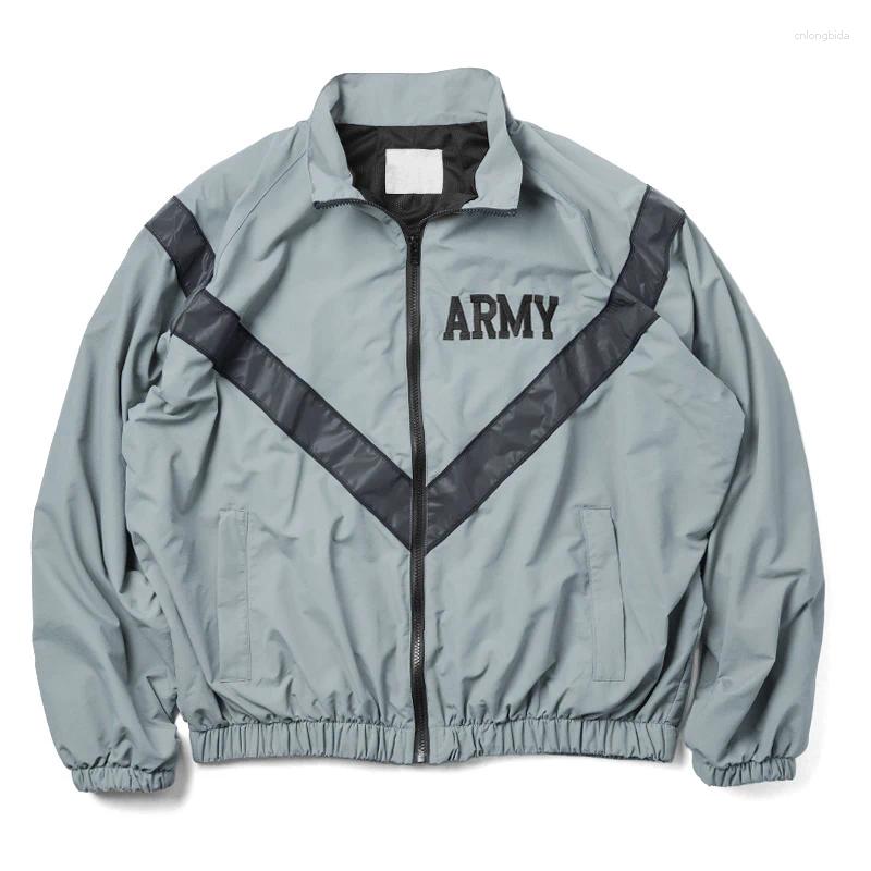 Men's Jackets Over Sized US Army Improved Physical Fiess Uniform Reflective PT Jacket Windproof Water Resistant Outwear IPFU Training