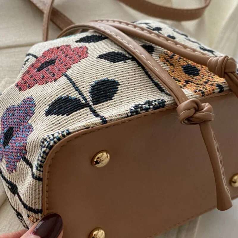 Fashion En Fabric Bucket Ral Ethnic Style Crossbody Women Shoulder Bag Designer Handbag Bolsos