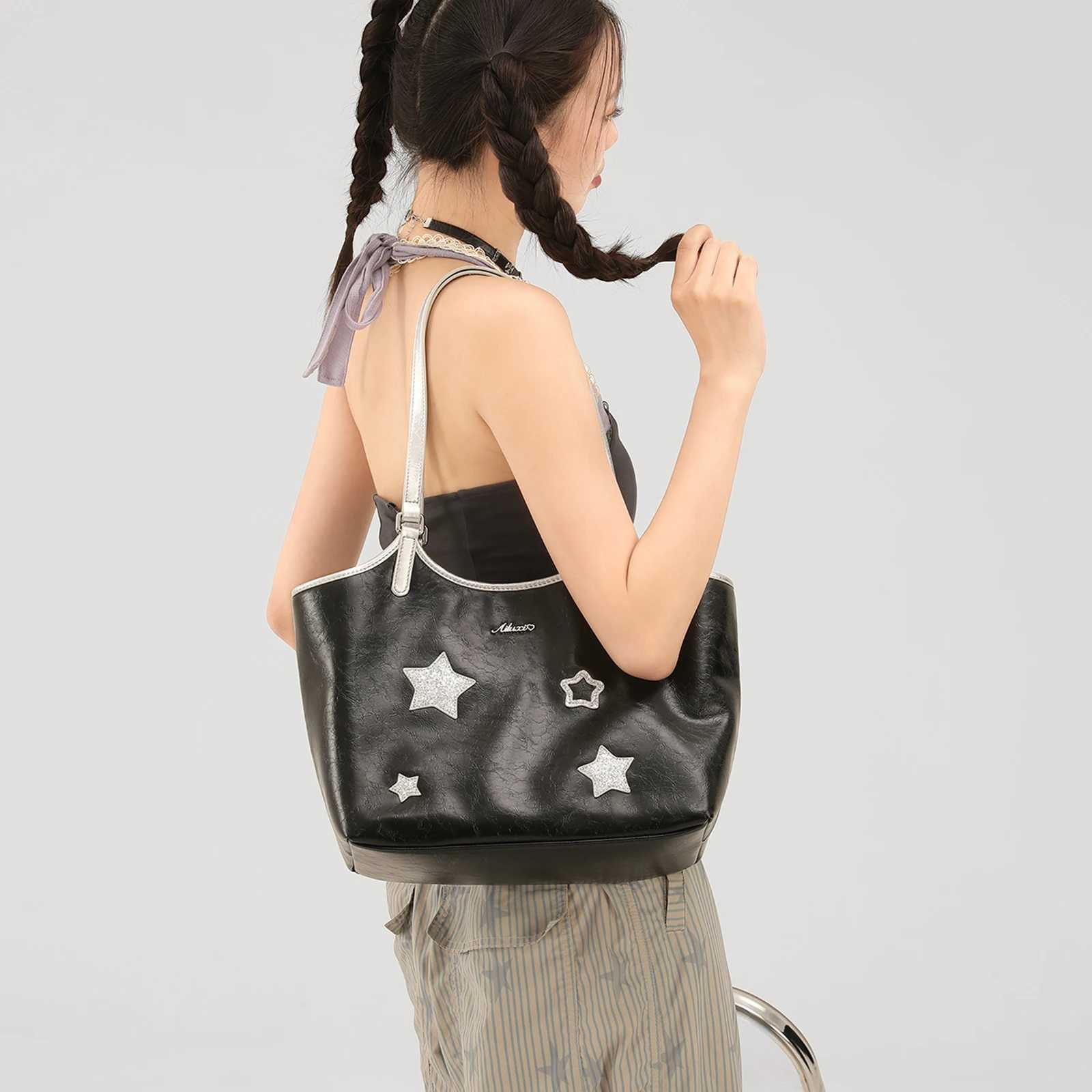AILUXIs new large capacity underarm shoulder bag with cute star shaped printing for daily commuting Y250319