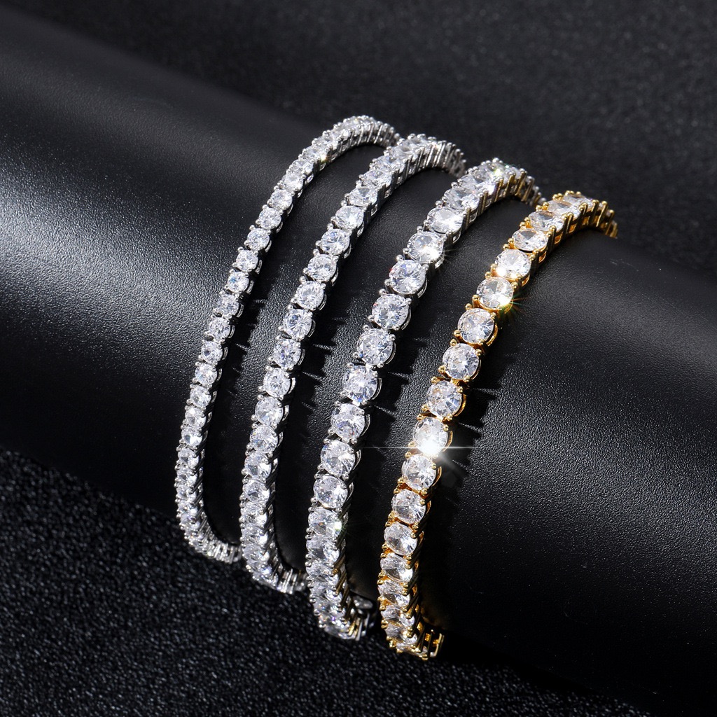 Luxury Gender-Neutral Iced Out Chain Necklace with Top VVS Moissanite Stones - Available in Multiple Diameters (3mm, 4mm, 5mm)