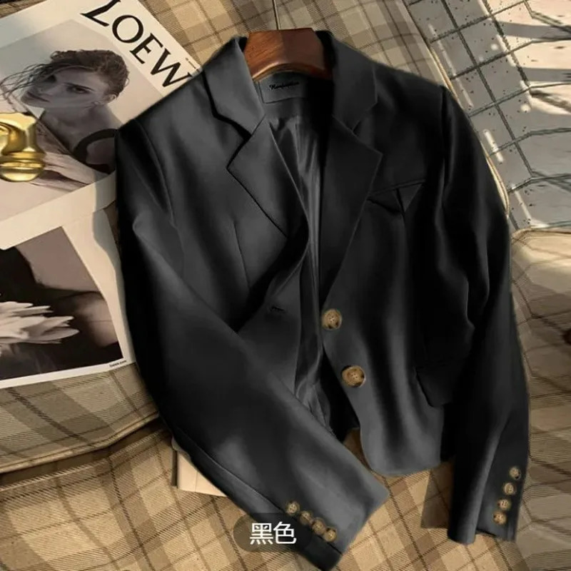 Womens clothing Spring and Autumn simple unique tailored single chest jacket Korean fashion long sleeved slim fit suit 250314