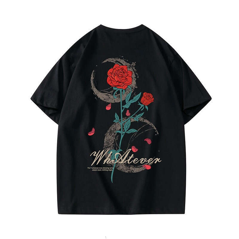 2025 Summer New Colorful Butterfly Trendy Brand Round Neck Short sleeved T-shirt for Men, Loose and Versatile Printed Pure Cotton Top