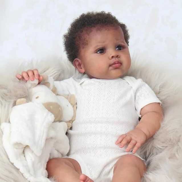 NPK 24 inch deep brown skin regenerated baby doll real life doll root hair art production 3D skin lifelong baby doll W250320