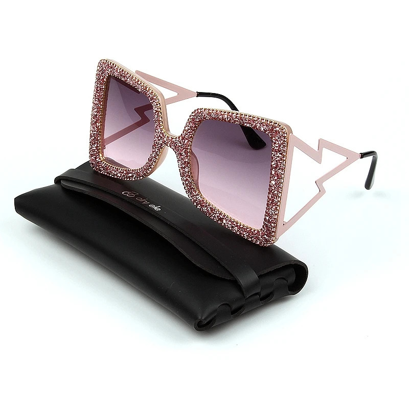 Oversize Sunglasses Women Big Wide Temple Bling Stones Fashion Shades UV400 Vintage Glasses 250318