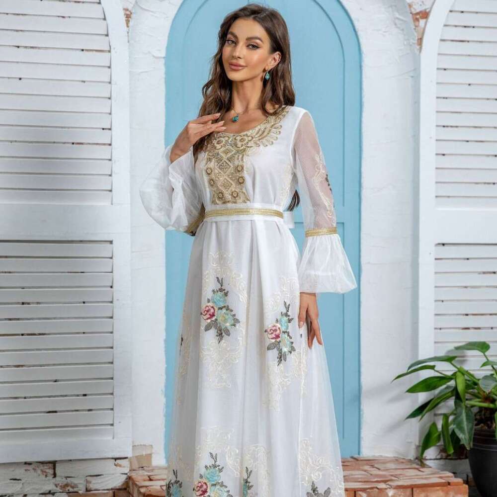 Zd020 New Ethnic Style Women's Wear Muslim Robe Dubai Evening Stickers Embroidered Dress
