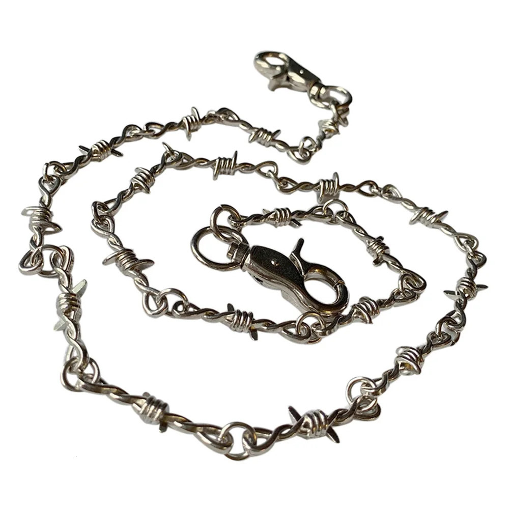 Chain Necklace Trousers Waist Punk Chain Pants Hippop Grunge Goth Snake Men Jewelrythornslong Wire Barbed Jeans Silver Necklace 250320