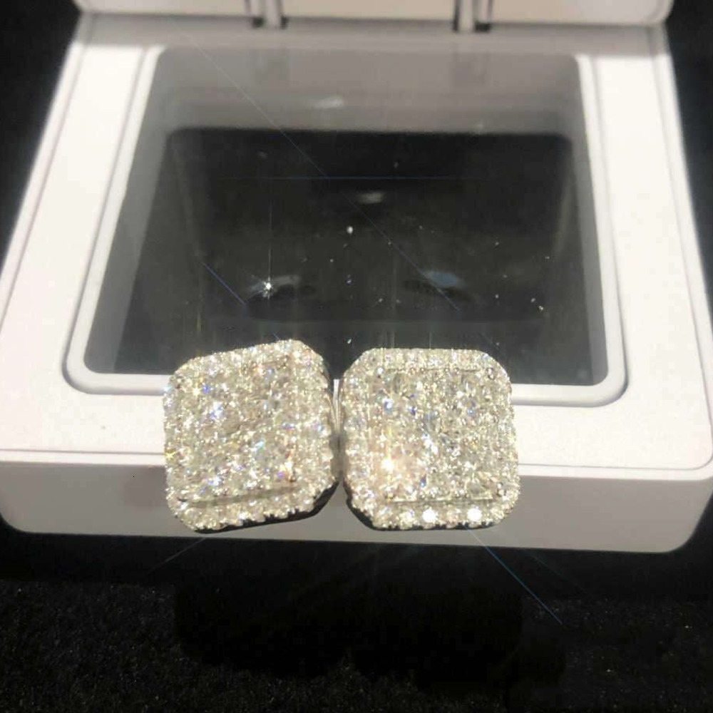 Custom Fashion Finey Jewelry Sterg Sier Earrings Ice Out Vvs Moissanite Dia Earring for Woman