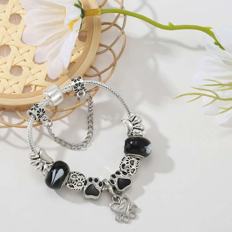 Classic Series Silver Color Dog Paw Pendant Bracelet Fit Original Beads Charm Bracelets DIY Jewelry Gift For Women 2021 Hot Sale