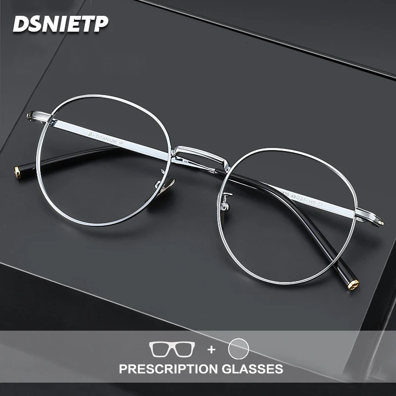 Dsnietp Pure Reading Glasses Men Round Pochromic Anti Blue Light Prescription Myopia Glasses Women Eyewear 250228